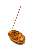 Oval olive wood incense stick holder - Handmade in Germany