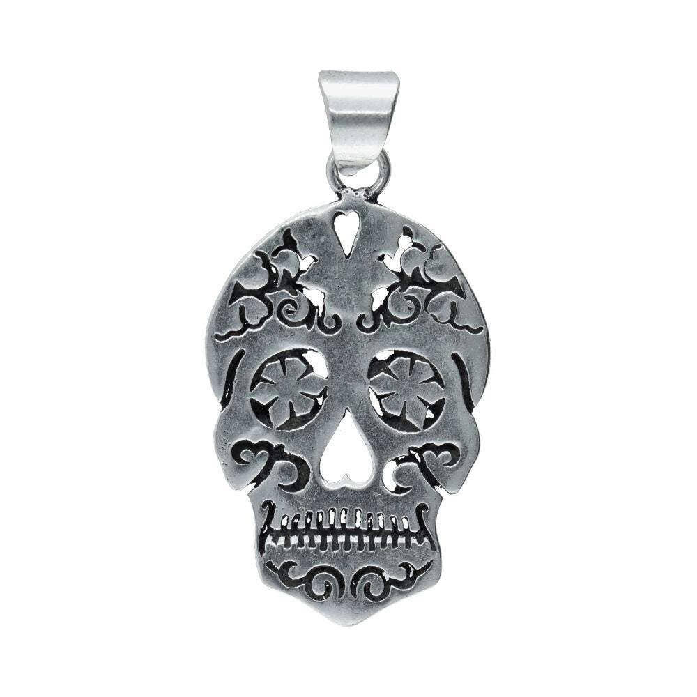 anhänger la catrina mexiko versilbert messing memento mori tag der toten skull schädel totenschädel