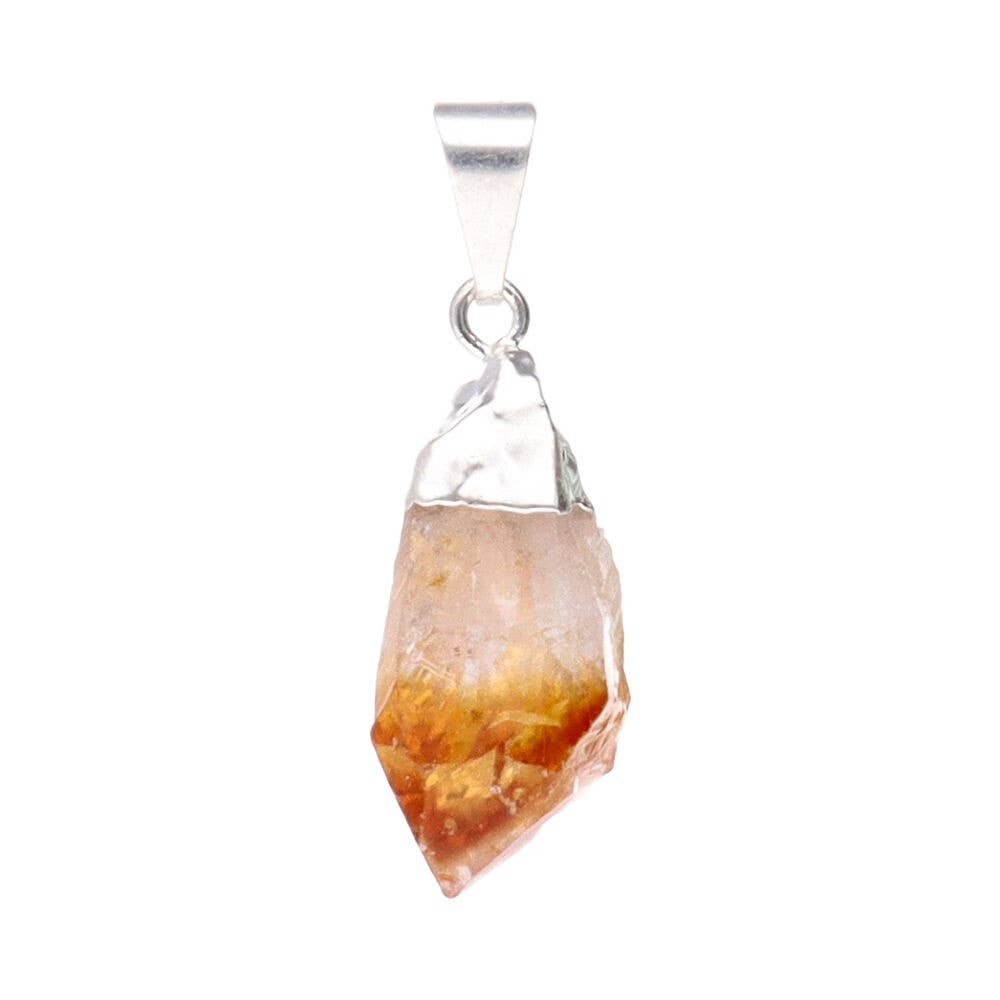 Pendentif chauffé avec pointe de citrine brute -BP-