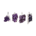Small pendant with amethyst druzy, silver-plated