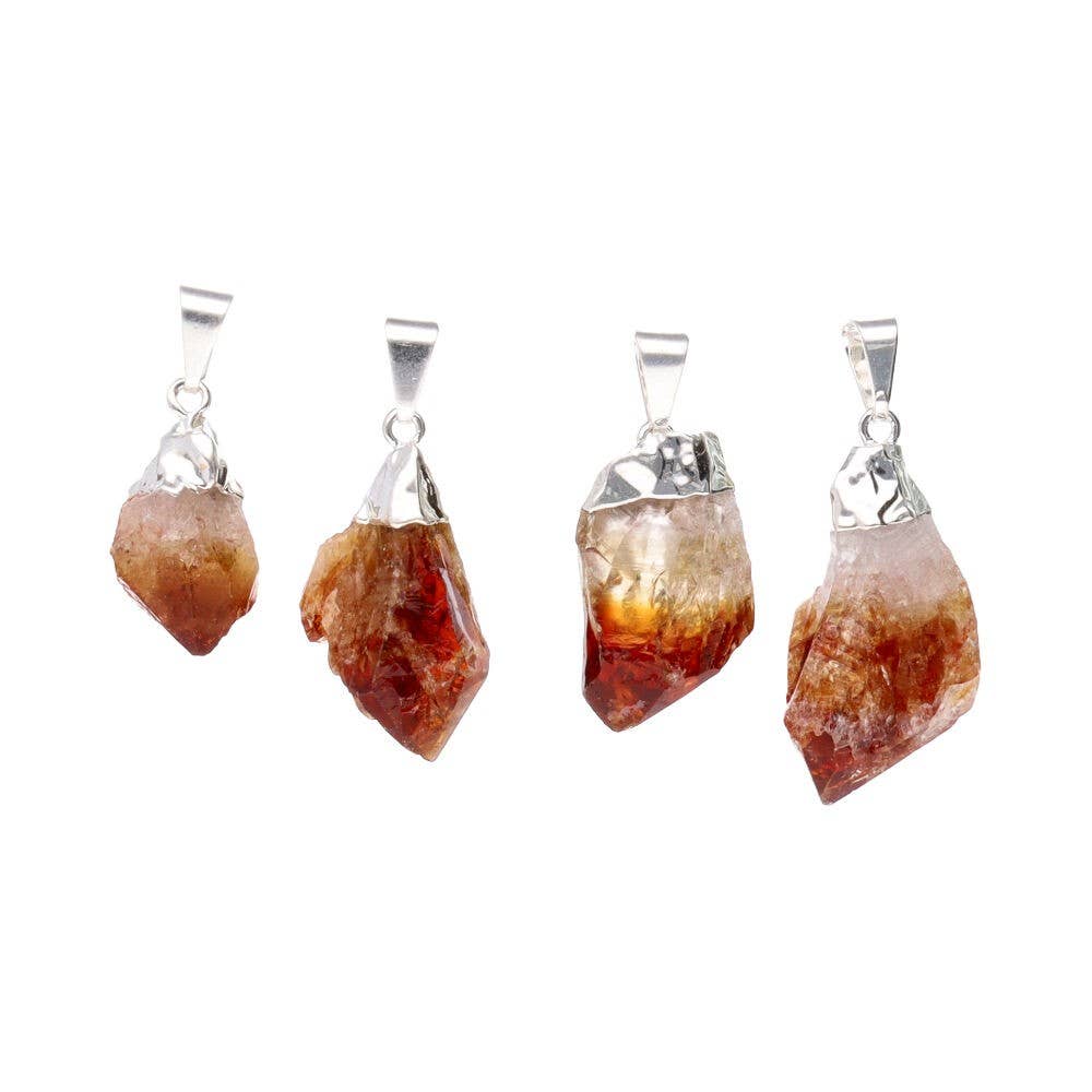 Pendentif chauffé avec pointe de citrine brute -BP-